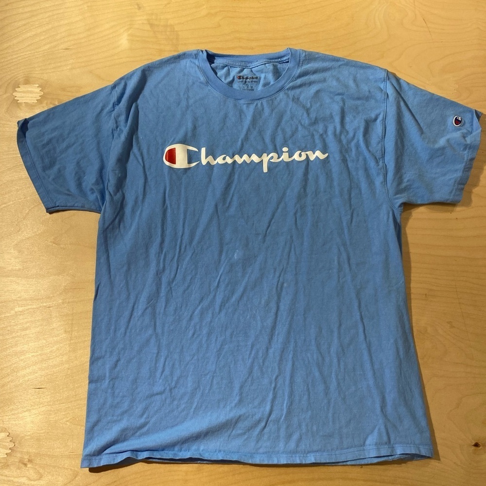 Champion Men's Light Blue Tee XL (OP)